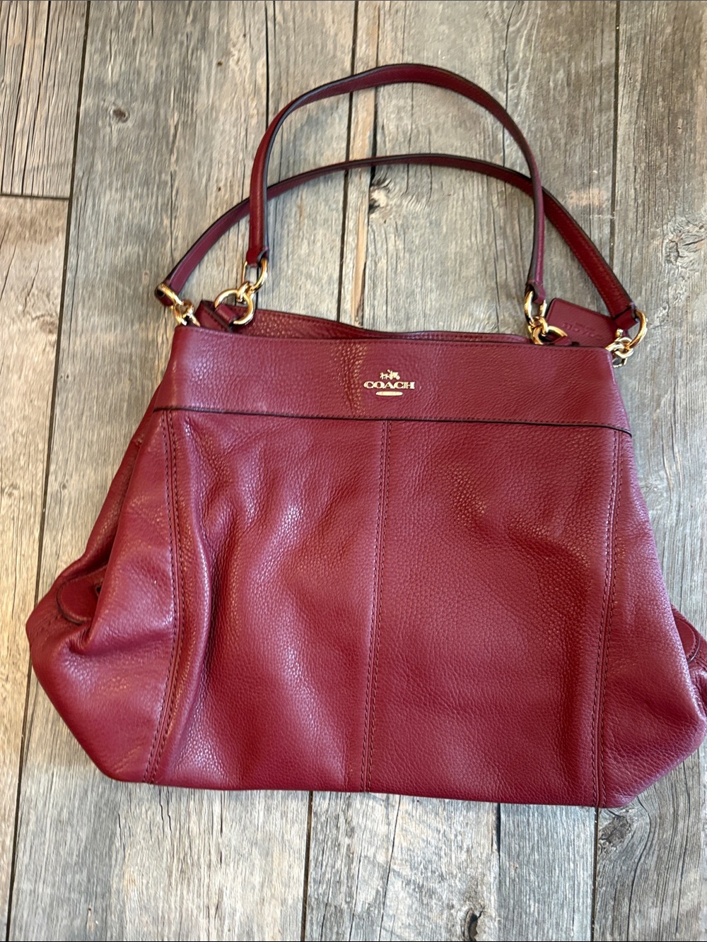 Coach Leather Shoulder Bag in Deep Wine